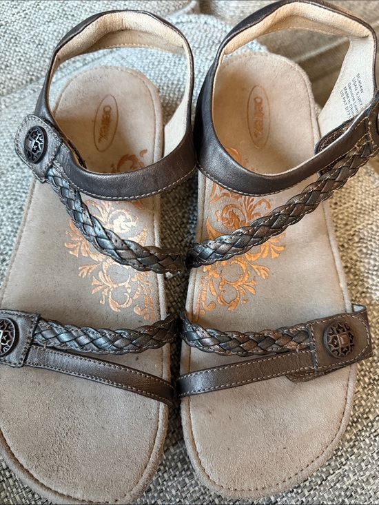 Aetrex Shoes - Aetrex Jillian Bronze Leather Braided Quarter Strap Orthotic Sandals Size 9.5